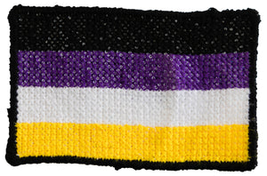 Handmade Cross Stitched Nonbinary Flag Patch by Frances Cardinale