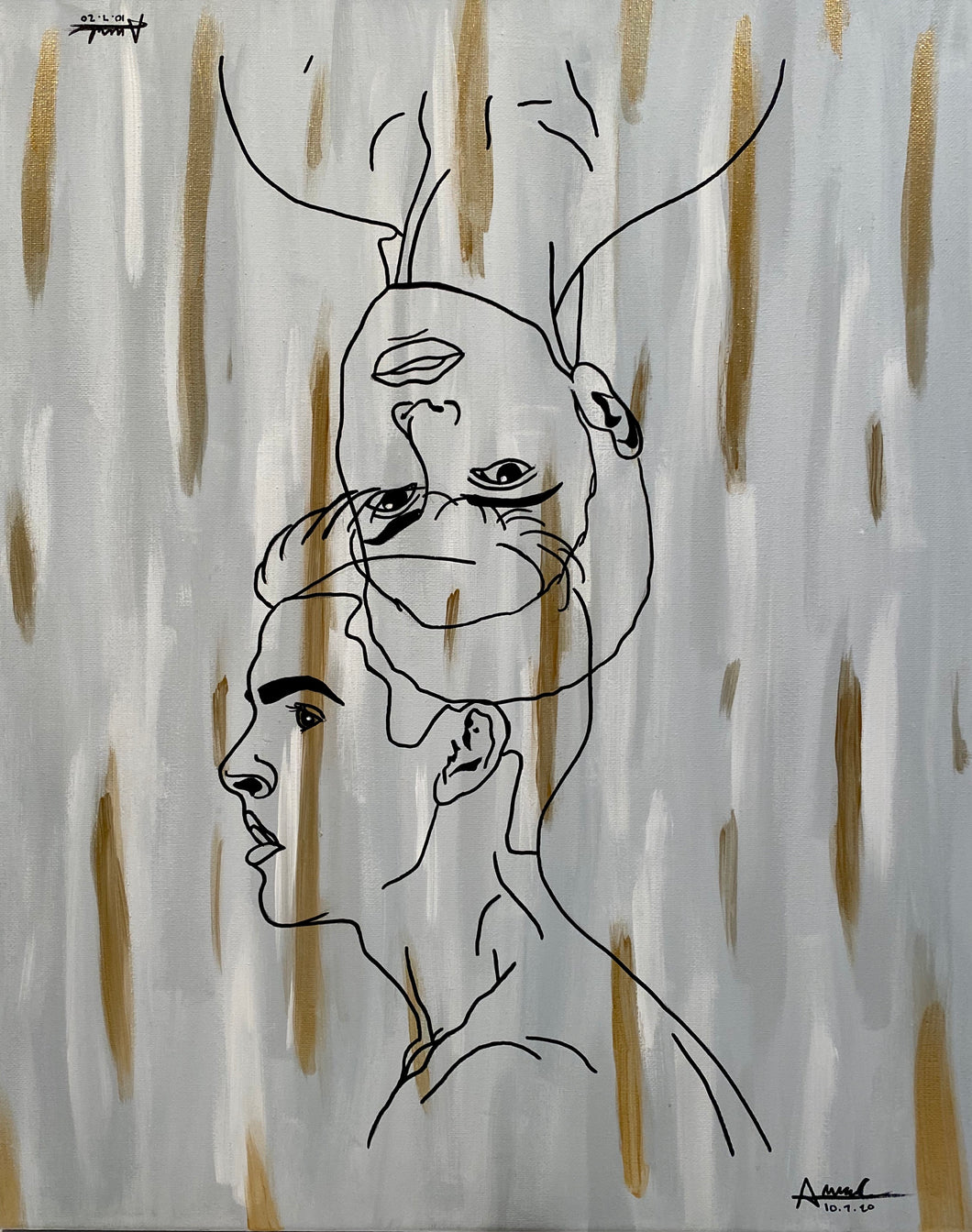 “Golden Masks” (set of 3) by Ailani C. Miramontes